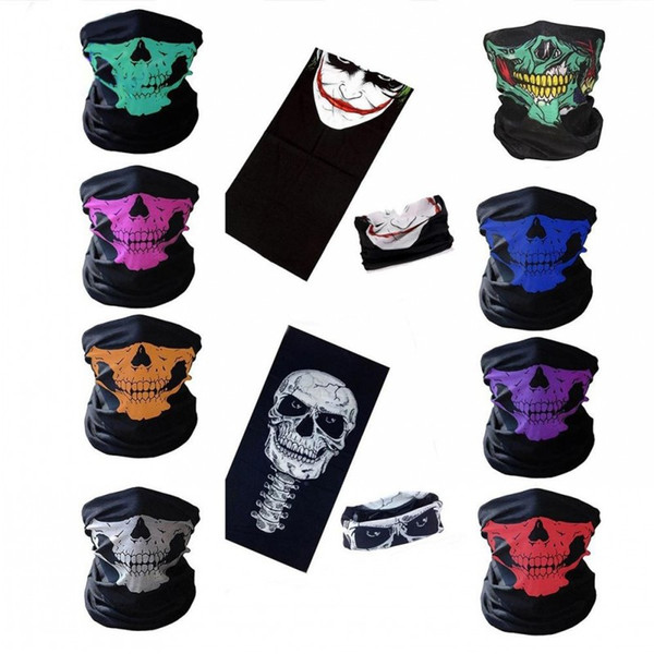 Halloween Mask Festival Skull Masks Skeleton Outdoor Motorcycle Bicycle Multi function Neck Warmer Ghost Half Face Mask Scarves