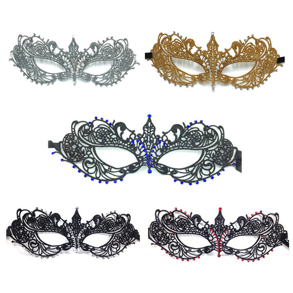 5 Colors Lace Rhinestone Halloween Half Face Mask Party Decoration Masquerade Masks Craft Supplies Party Supplie Christmas Gifts Event Decor