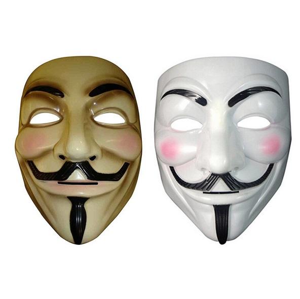 Vendetta mask anonymous mask of Guy Fawkes Halloween fancy dress costume white yellow 2 colors