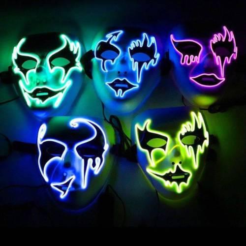 2018 New Halloween Scary Mask Cosplay Led Costume Mask EL Wire Light Up The Purge Movie Flash LED Festival Costume Luminous