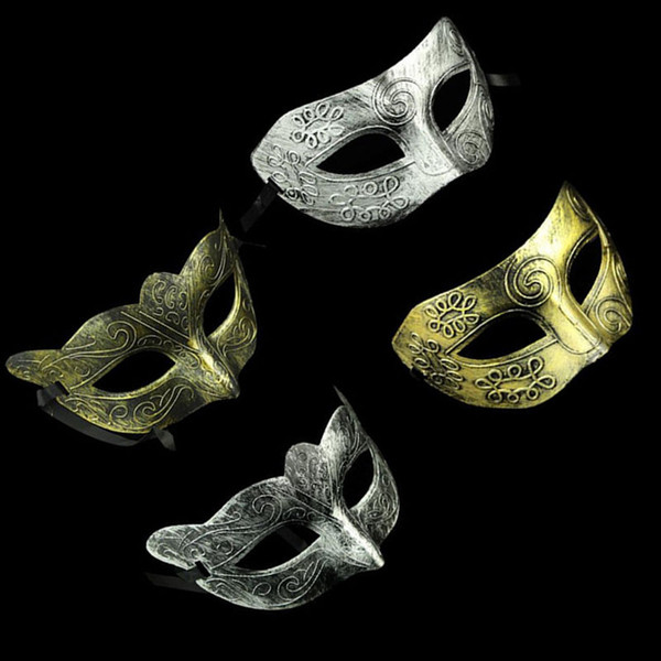 Men's retro Greco-Roman Gladiator masquerade masks Vintage Golden/Silver Mask silver Carnival Mask Mens Halloween Costume Party Mask