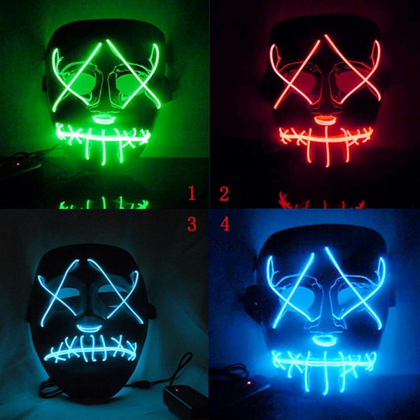 LED Light Mask Up Funny Mask From The Purge Election Year Great for Festival Cosplay Halloween Costume New Year Cosplay