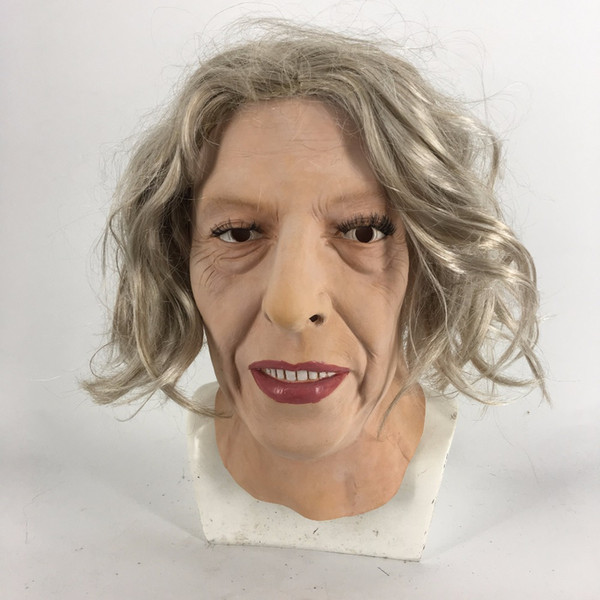 2018 Fashion Latex Old Women Girl Party Cosplay Beauty Face For Party Mask Sexy Long Hair Carnival Mask Halloween