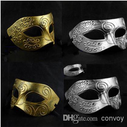 New Mens Halloween Greece Rome warrior make up mask half face masquerade Grace dance party mask colors gold silver Half Face Mask Hm06