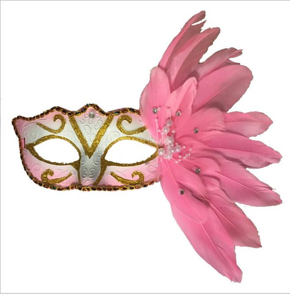 Masquerade Mask Christmas Colored Feather Mask Halloween Birthday Party Women's Fashion Mask Stage Performances Supplies