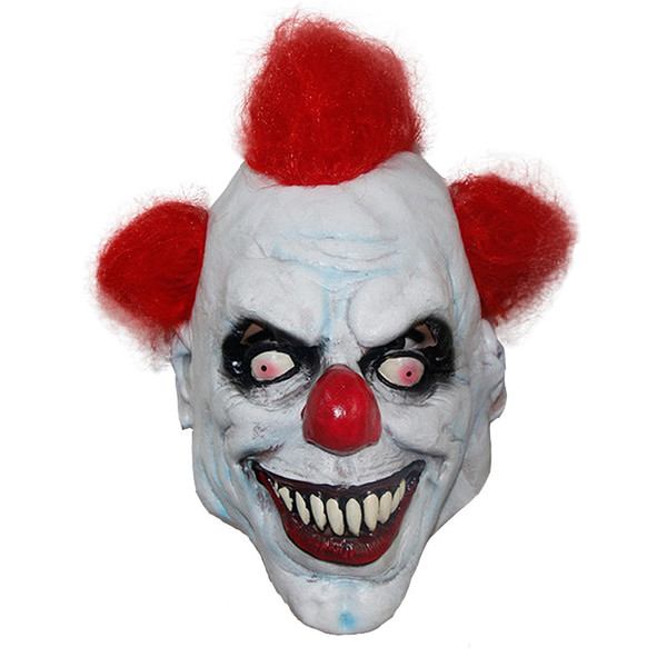 X-MERRY TOY Killer Clown Mask Adult Mens Latex & Red Hair Halloween Prank Pennywise Evil Scary Fancy Dress Props