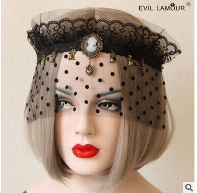 Europe and the United States to restore ancient ways sexy black gauze veil crown jewel ball veil mask head ornaments