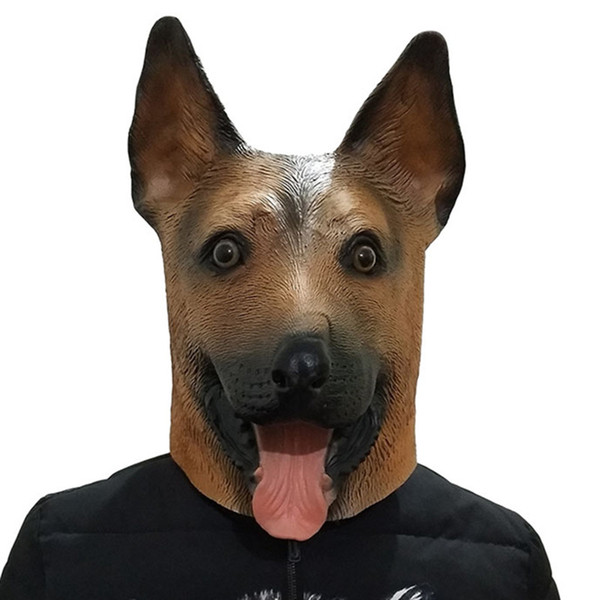 Hot Selling Alsatian German Shepherd Dog Mask Latex Halloween Costplay