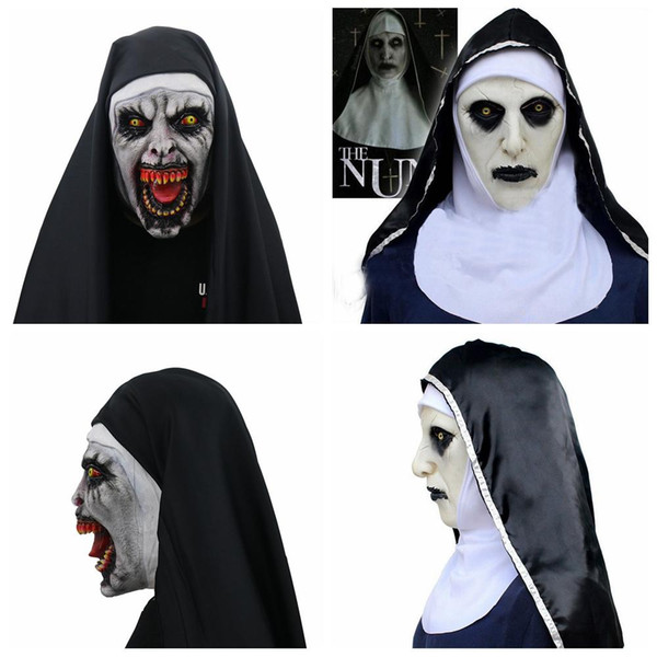 The Nun Cosplay Mask Costume Latex Prop Helmet Valak Halloween Scary Horror Conjuring Scary Toys Party Costume Props 1pcs