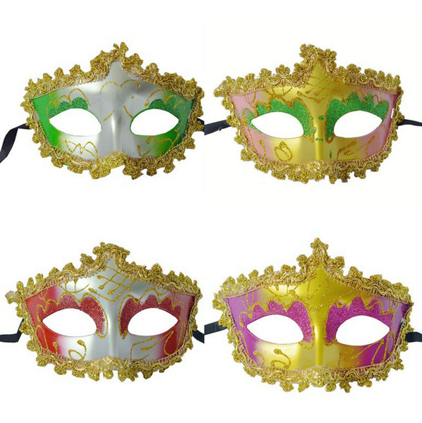 Halloween party party with Venetian half face with painted border princess mask