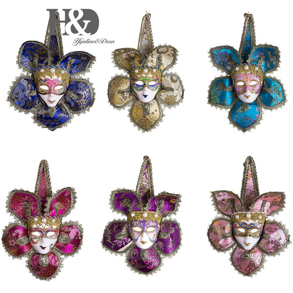 H&D 6pcs/set Mini Venetian Joker Mask Masquerade Mardi Gras Mask of Venice Wall Decorative Art Collection Halloween & Party