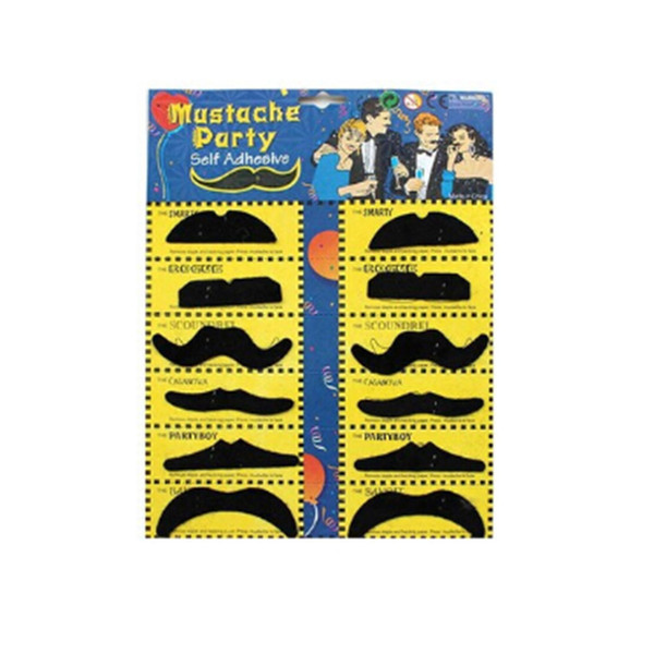 12pcs Funny Stylish Costume Party Fake Beard Mustache Party Halloween Fun Fake Mustache Moustache Beard Whisker Hot Sale