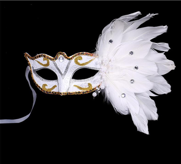 Masquerade Mask Christmas Colored Feather Mask Halloween Birthday Party Women's Fashion Mask Stage Performances Supplies 10pcs free shipping