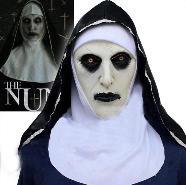 The Nun Cosplay Mask Costume Latex Prop Helmet Valak Halloween Scary Horror Conjuring Scary Toys Party Costume Props TC181008 20pcs