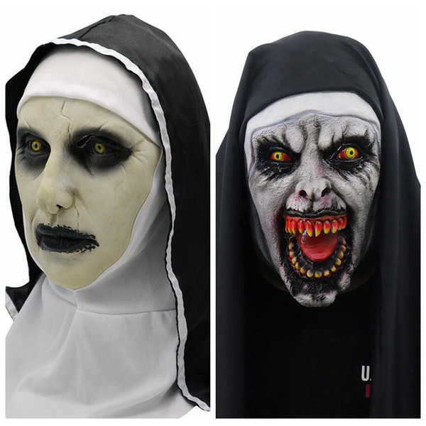 The Nun Cosplay Mask Costume Latex Prop Helmet Valak Halloween Scary Horror Conjuring Scary Toys Party Costume Props 12pcs