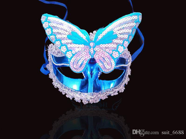 free shipping Halloween masquerade feather masks Venetian mask painted luminous beauty princess mask dance party