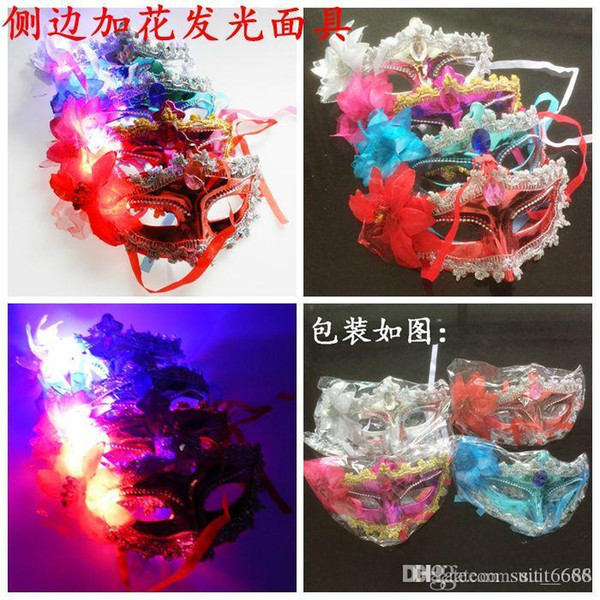 free shipping Halloween Colorful LED flash feather fiber mask masquerade party performer princess hair mask Batch