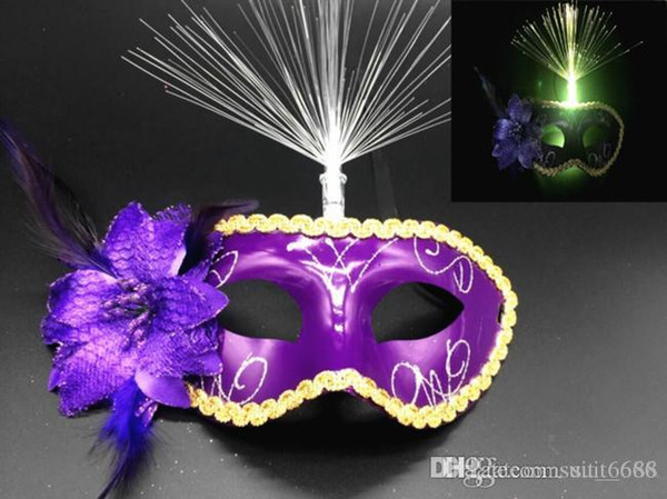 free shipping factory selling Hot luminous feather masks masquerade mask mask wholesale holiday items, costume party supplies