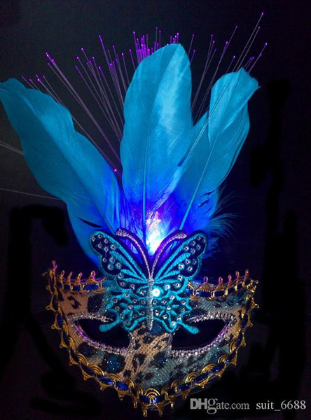 free shipping factory selling Hot lumiThe new luminous butterfly face mask wholesale hair princess crown Christmas mask Halloween mask dance