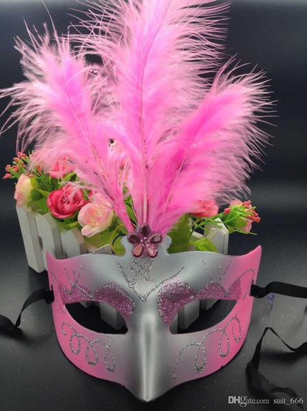 Christmas light emitting feather mask dance princess half face mask female children toys wholesale gift show props