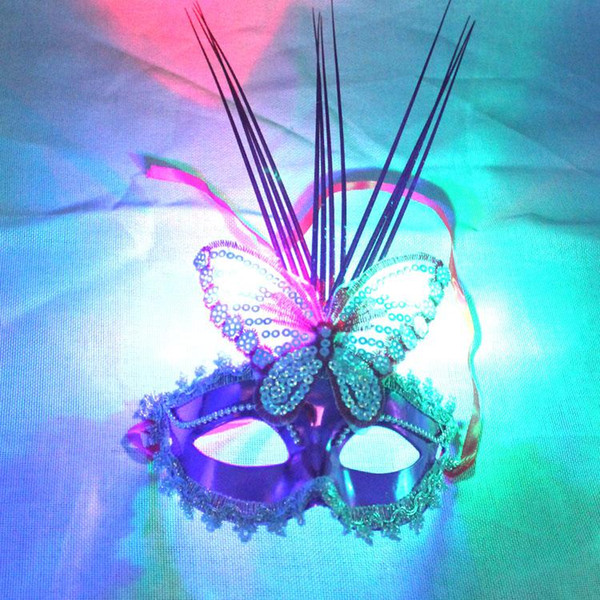 Luminous butterfly mask half face mask masquerade Halloween props stall toys children will mask free shipping