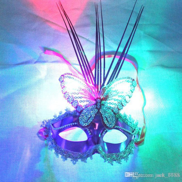 free shipping factory selling HLuminous butterfly mask half face mask masquerade Halloween props stall toys children will mask free shipping