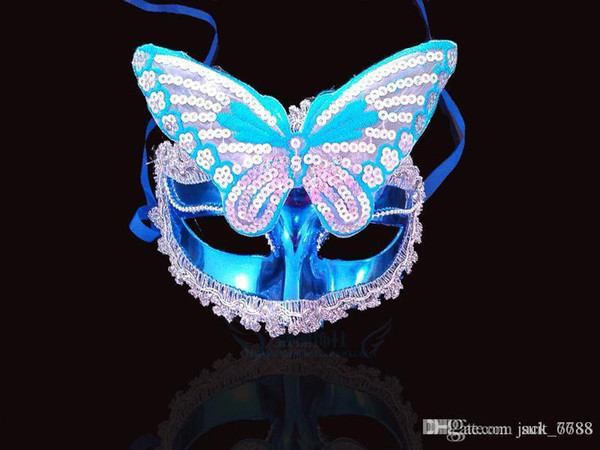 free shipping Halloween masquerade feather masks Venetian mask painted luminous beauty princess mask dance party