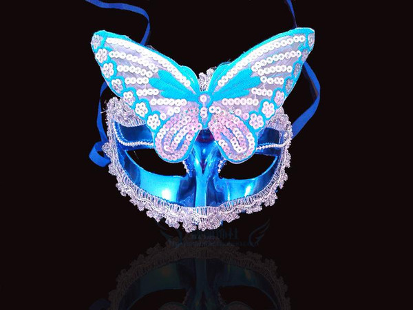 Halloween masquerade feather masks Venetian mask painted luminous beauty princess mask dance party