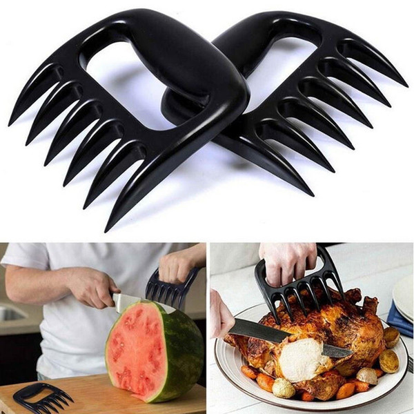 Grizzly Bear Paws Claws Meat Handler Fork Tongs Pull Shred Pork BBQ Barbecue Tool with Retail bo