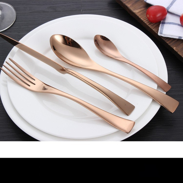 European Stainless Steel Tableware Set Rose Gold Knife Fork Spoon Suit Family Hotel High Grade Dishware Hot Sale 8 6yc J R