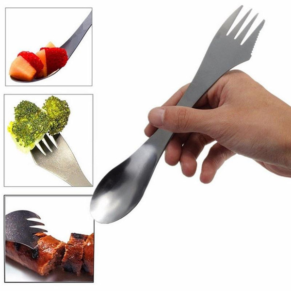 1 Pc 3 in 1 stainless steel Fork Spoon Spork Cutlery Utensil Combo Kitchen Outdoor Picnic scoop/knife/Fork set Hot Sale K364