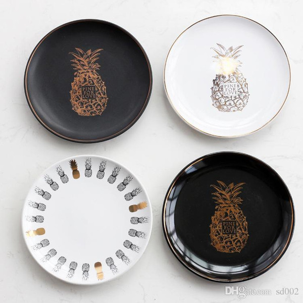 Gilding Pineapple Dinner Plates Delicate Ceramic Candy Storage Tray Luxury Designer Dishes Dinner Ware Table Decor New Arriive 13qj ii