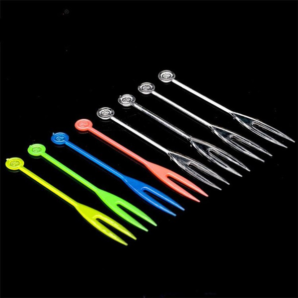 Plastic Fruit Forks Colourful Creative Transparent Disposable Sword Shape Dessert Fork For Kitchen Bar Restaurant Forks T2I318