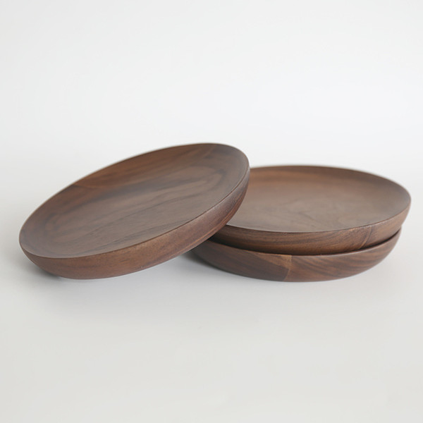 Retro Round DIY Handcraft Wood Dish Coffee Milk Tea Tray Eco Friendly Wooden Cup Plate Serving Dishes Storage Wholesale