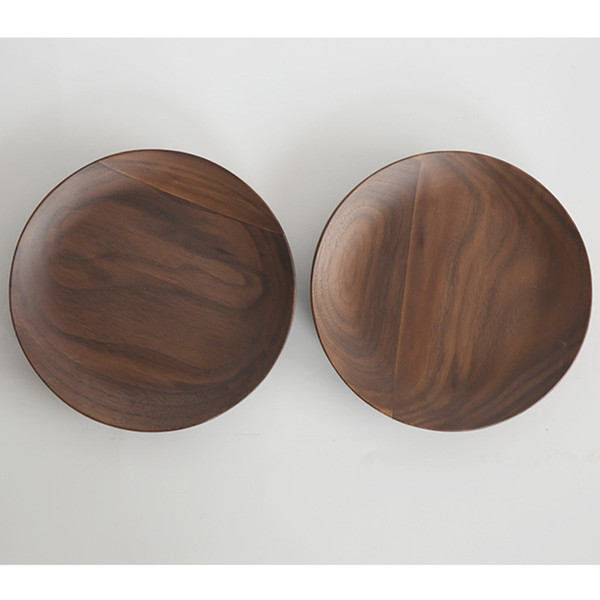 15cm / 5.9inch Black Walnut Plate Dessert Fruit Dish Tray Tableware Round Saucer for Storing Dessert Snacks