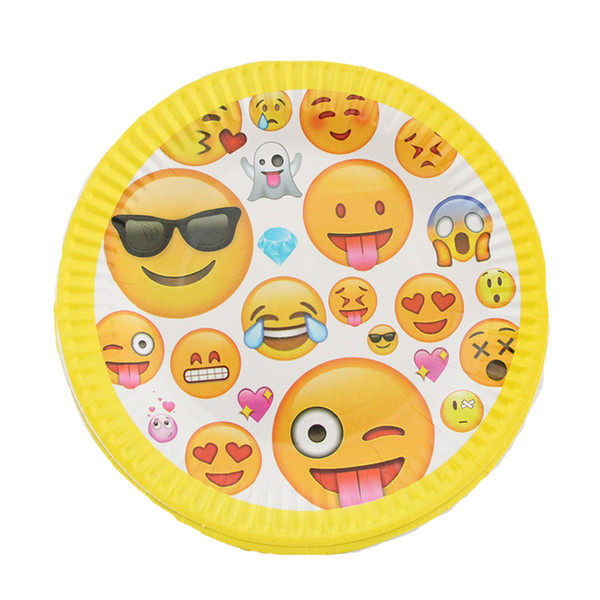 10pcs/lot Emoji Cartoon Theme Kids Favor Boys Birthday Party Paper Plate 7inch Printing Round Plates Party Supplies