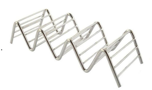 Stainless Steel Taco Holders Wave Shape Mexican Food Rack 3-4 Hard Shells Stand Holds