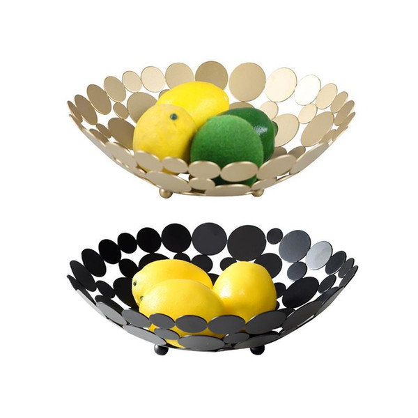 Innovative Metal Countertop Fruit Basket Bowl Large Round Decorative Table Centerpiece Holder Stand For Fruit Vegetable Bread