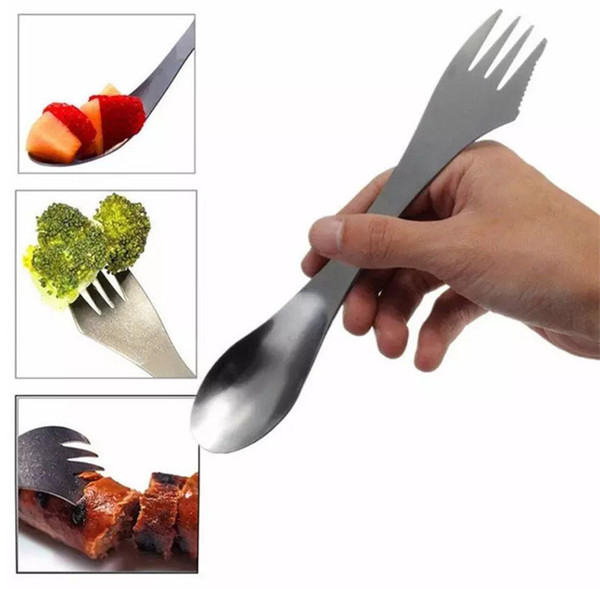 Fork spoon spork 3 in 1 tableware Stainless steel cutlery utensil combo Kitchen outdoor picnic scoop/knife/fork set