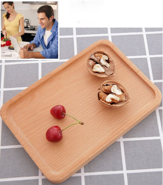 New Japanese Wooden DIY Craft Breakfast Snack Bread Wood Plates Creative Square Tea Tray Western Food Table Dish