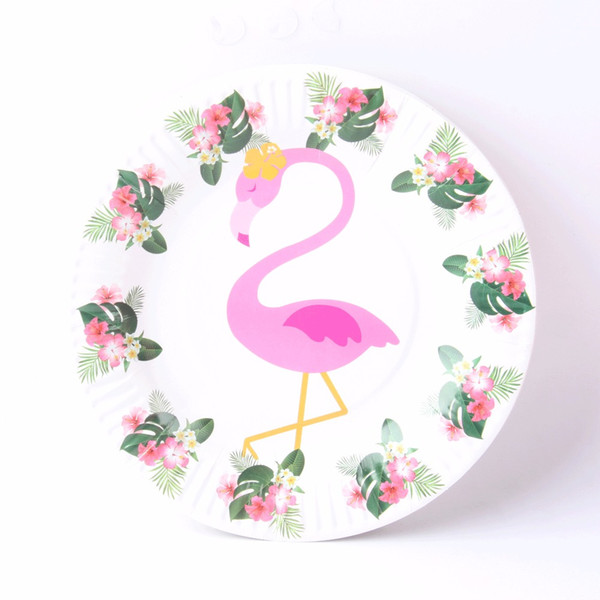 10pcs/lot Cartoon Flamingo Paper Plates Birthday Wedding Party Decoration Baby Shower Party Supplies 7inch Disposable tableware