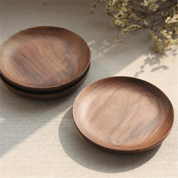 15cm / 5.9inch Eco Plate Dish DIY Craft Wood Sushi Platter Dish Dessert Biscuits Plate Dish Tea Server Tray Wooden Cup Holder Pad 2019032901