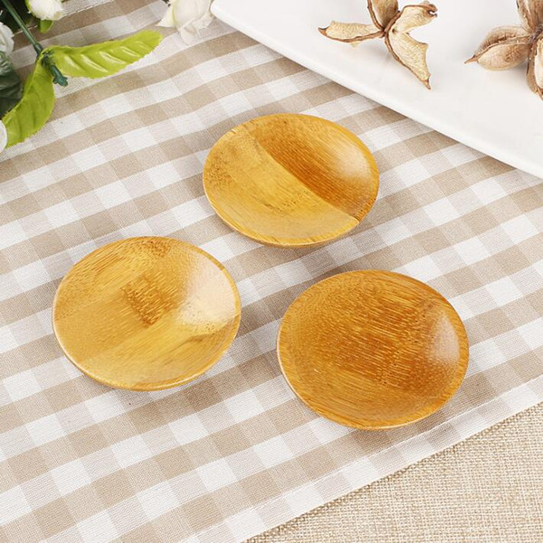 DHL natural bamboo small round dishes Plates Rural amorous feelings sauce and vinegar plates Tableware plates tray