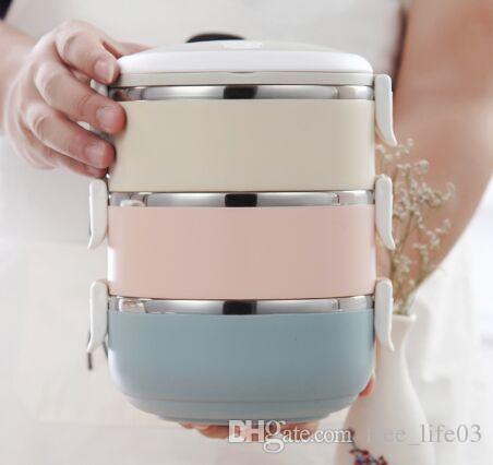 1Pc Wholesale Portable Stainless Steel Japanese Bento Box Gradient Color Thermal For Food With Containers Lunch Boxs For Kids Picnic
