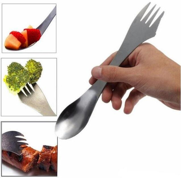 200pcs Fork Spoon Spork 3 in 1 Tableware Stainless Steel Cutlery Utensil Combo Kitchen Outdoor Picnic Scoop/Knife/Fork Set