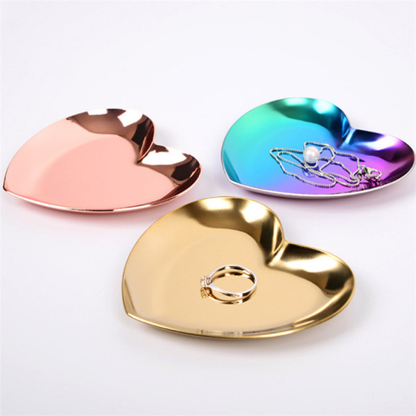 Heart Jewelry Tray Storage Tray Stainless Steel PVD Plated Serving Plate 3 Colors Available Decoration Ornament