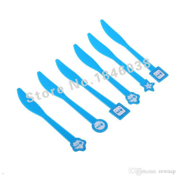 Wholesale-6pcs/pack Baby Boy Theme Party Plastic Knife Birthday Party Decroation Suppliesparty on the table