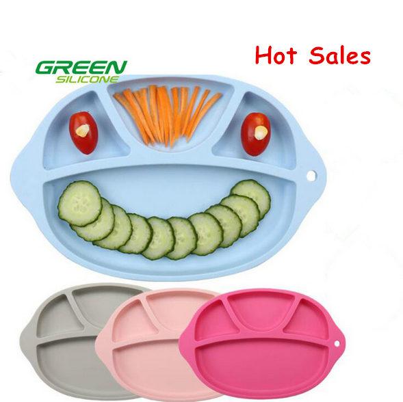 Silicone Baby Feeding Plate Toddler Kids Meal Placemat Slip Resistant One Piece Food Bowl Dishes Dinnerware Tableware T0512