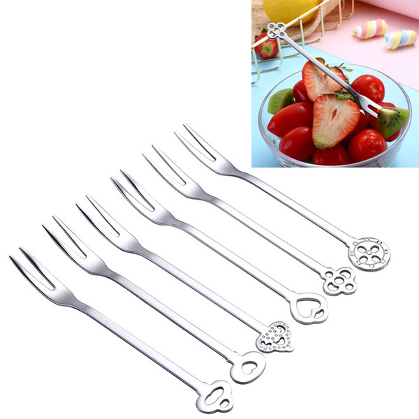 6pcs Crown Stainless Steel Fruit Fork Set Dessert Cake Fork Salad Tableware for Restaurant Cafeteria Home Party Supplies 12.5cm