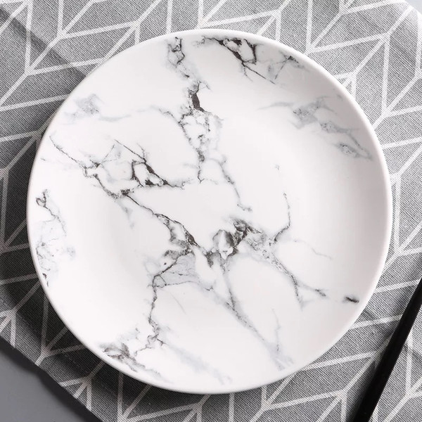 Marble Texture Printed Bone China Dinner Plates Cake Dishes Plate Porcelain Pastry Fruit Tray Ceramic Tableware For Steak